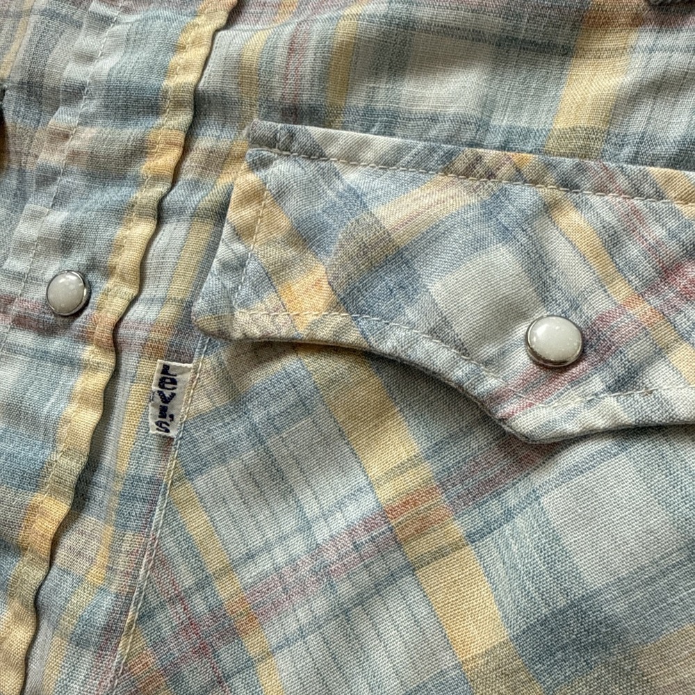 Levis Western Shirt Mens S Blue Pearl Snap Flannel Corduroy Work - Picture 4 of 8